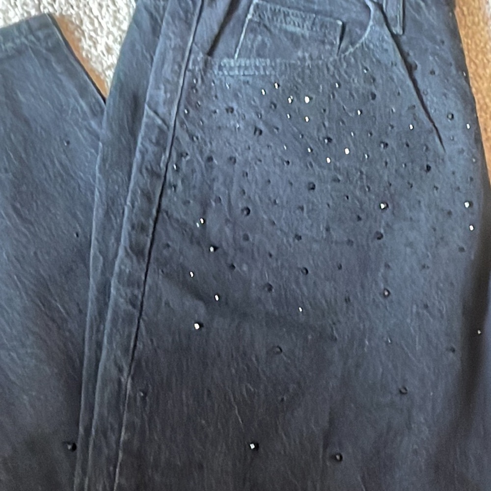 Universal Thread black baggy jeans with black rhinestones size 0 new bling